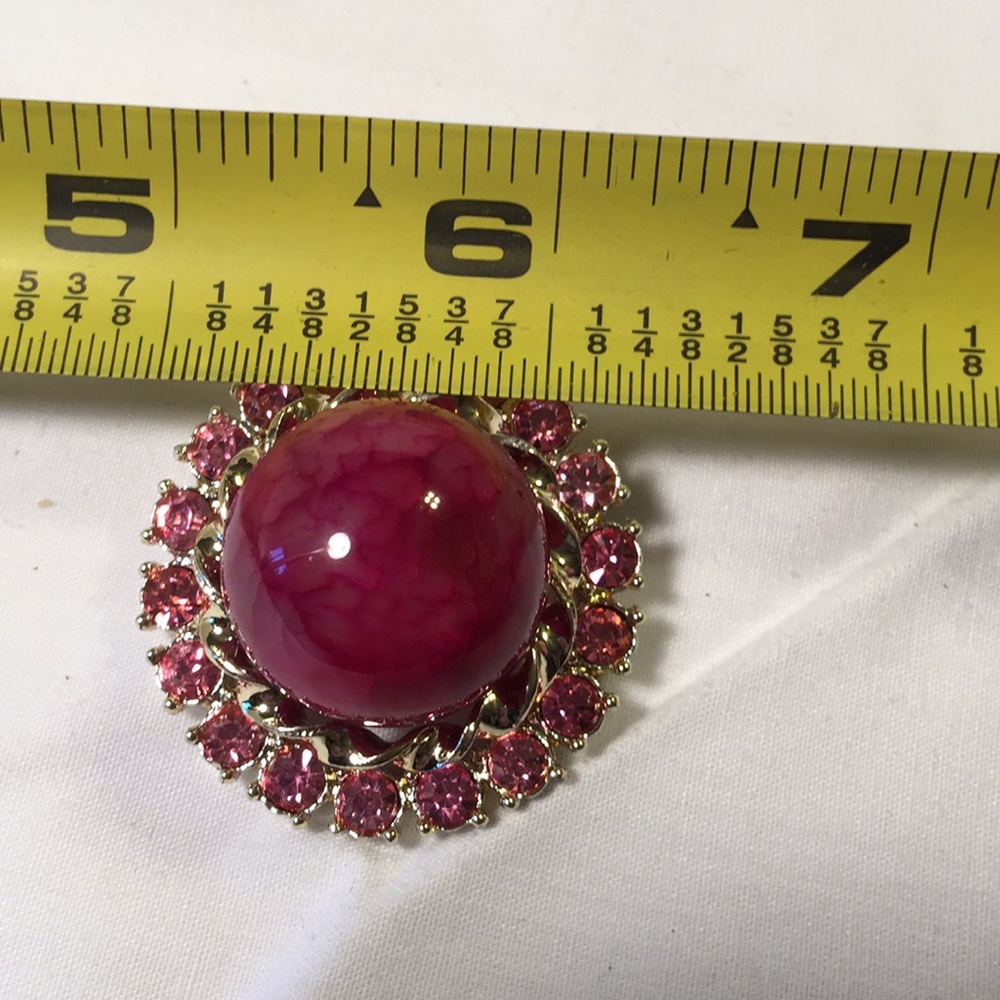 Vintage dragons vein stone brooch - Picture 3 of 4